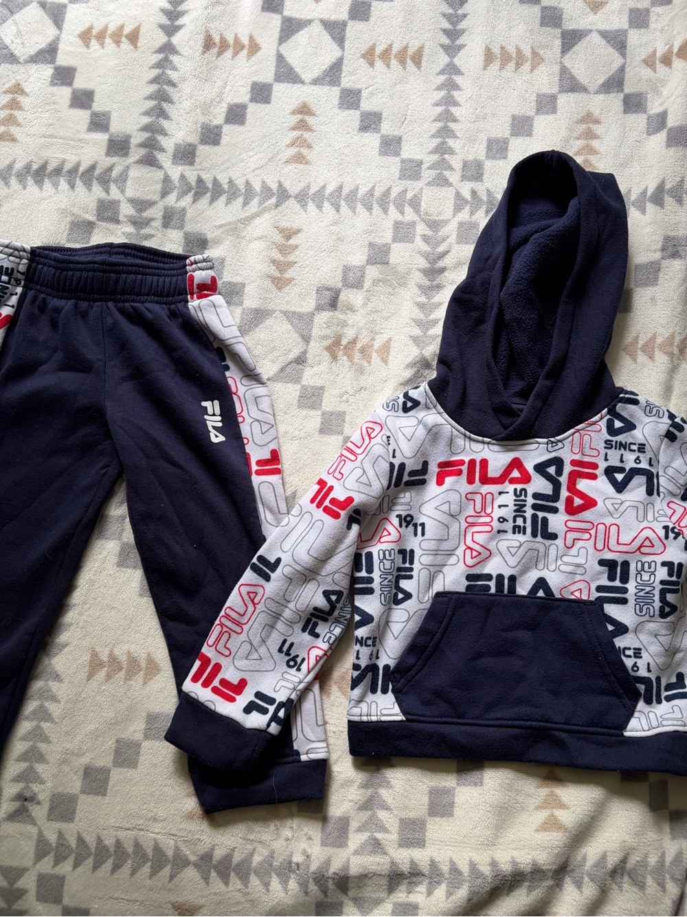 Fila Navy, White & Red Logo Kids Jogger Set